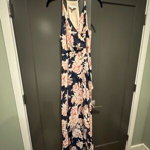 Lavender Brown Orange Halter Sundress Maxi